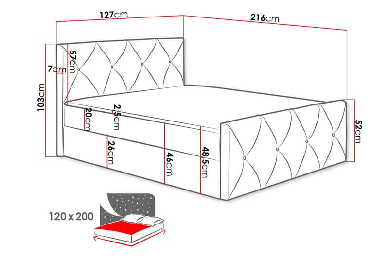 Kontinentalseng 120x200 cm - Møbler - Senger - Kontinentalsenger