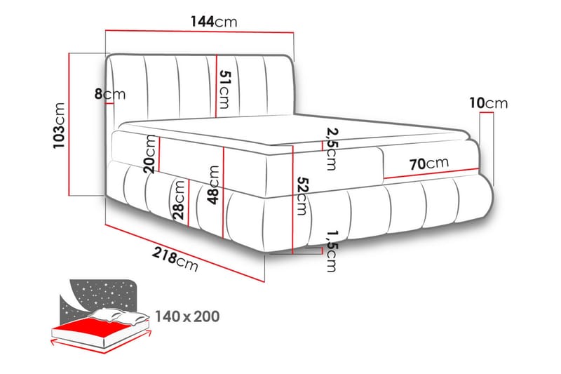 Kontinentalseng 144x218 cm Blå - Blå - Møbler - Senger - Kontinentalsenger