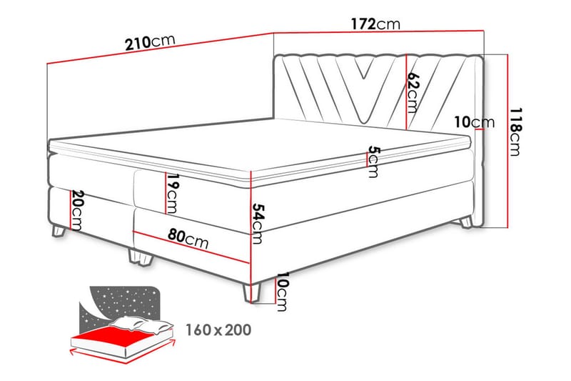 Kontinentalseng 160x210 cm - Møbler - Senger - Kontinentalsenger