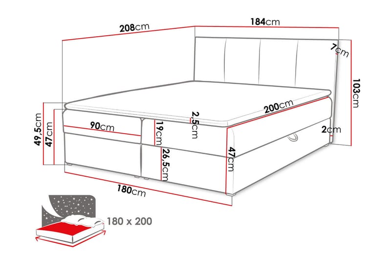 Laggano Kontinentalseng 180x200 cm + Overmadrass - Beige - Møbler - Senger - Kontinentalsenger