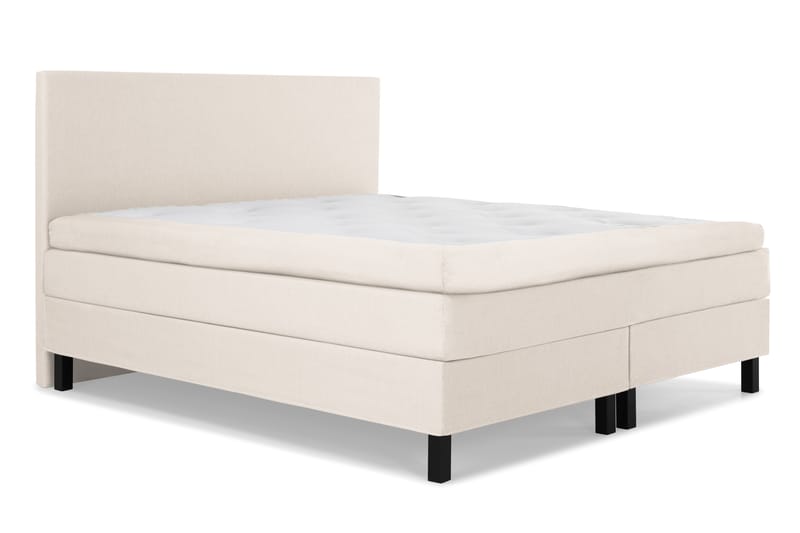 Lucky Komplett Sengepakke 150x200 Polyeter Glatt Sengegavl - Beige - Møbler - Senger - Kontinentalsenger