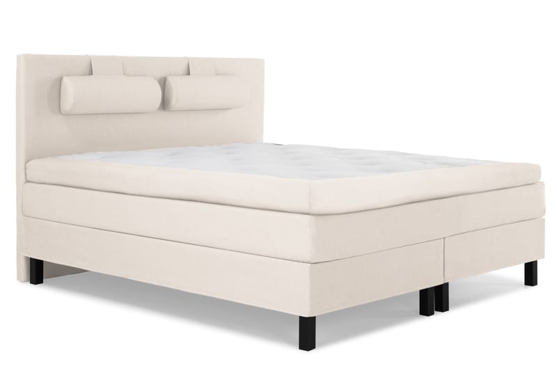 Lucky Komplett Sengepakke 160x200 Polyeter Glatt Sengegavl - Nakkepute Stor Beige - Møbler - Senger - Kontinentalsenger