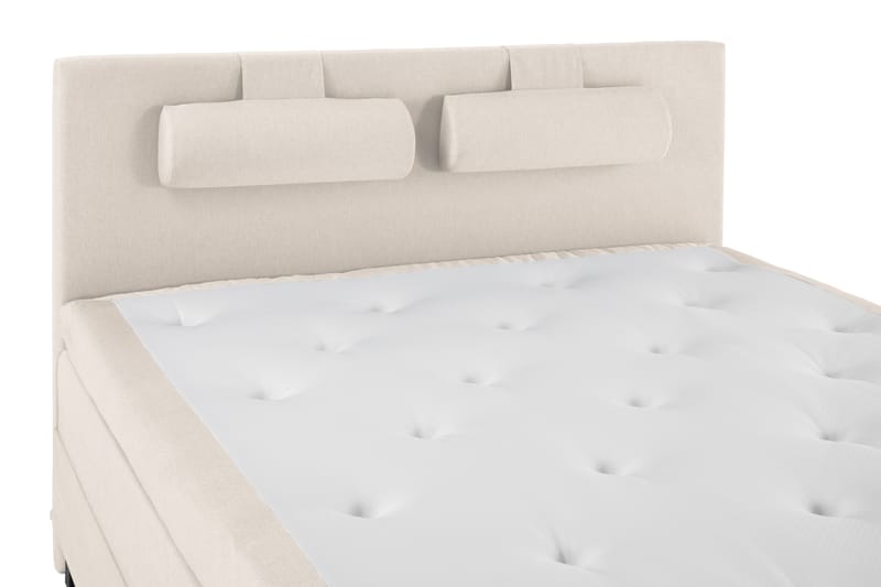 Lucky Komplett Sengepakke 160x200 Polyeter Glatt Sengegavl - Nakkepute Stor Beige - Møbler - Senger - Kontinentalsenger