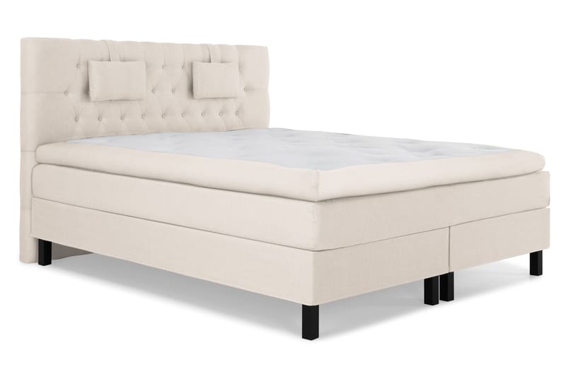 Lucky Komplett Sengepakke 180x200 Polyeter Diamant Sengegavl - Nakkepute Liten Beige - Møbler - Senger - Komplett sengepakke