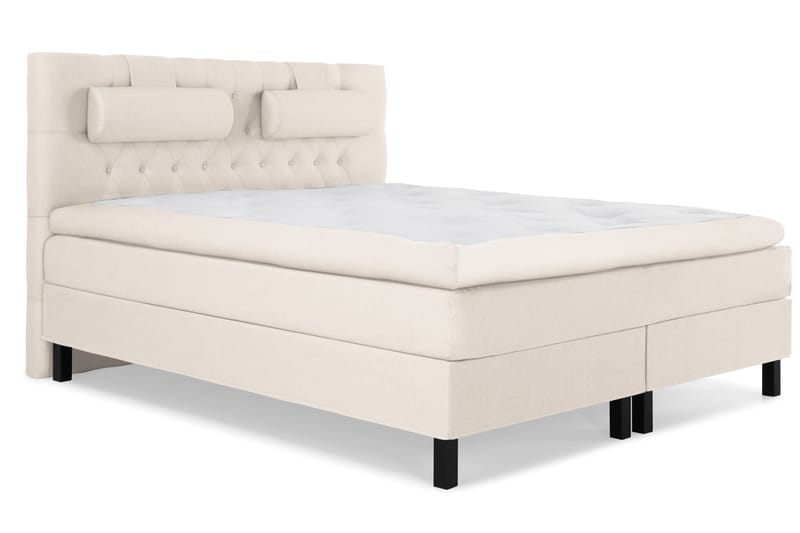 Lucky Komplett Sengepakke 180x200 Polyeter Diamant Sengegavl - Nakkepute Stor Beige - Møbler - Senger - Komplett sengepakke