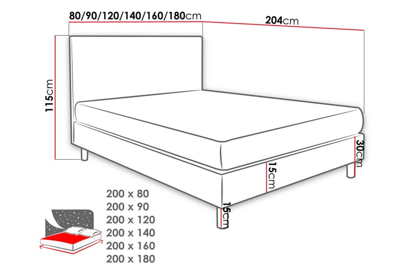 Lux Kontinentalseng 120x204 cm - Grønn - Møbler - Senger - Kontinentalsenger