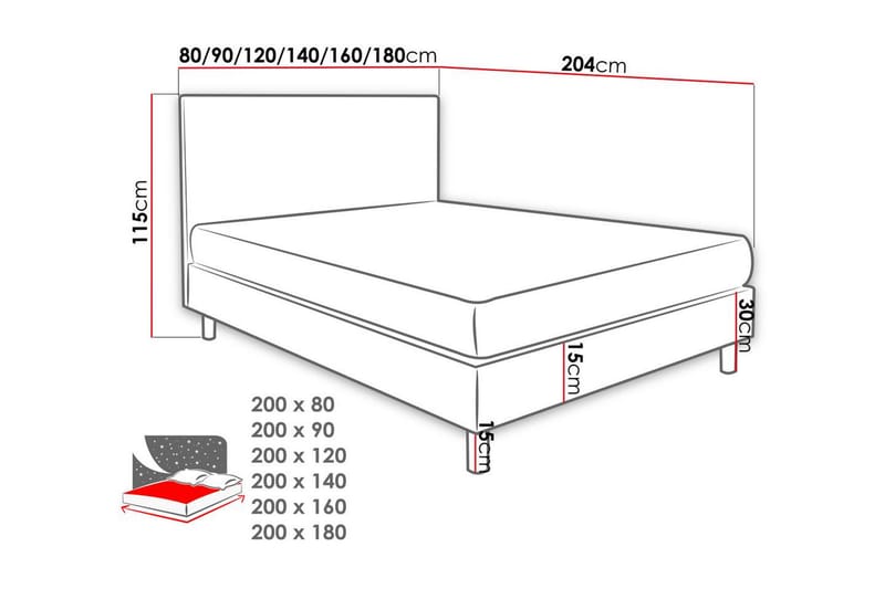 Lux Kontinentalseng 160x204 cm - Grønn - Møbler - Senger - Kontinentalsenger