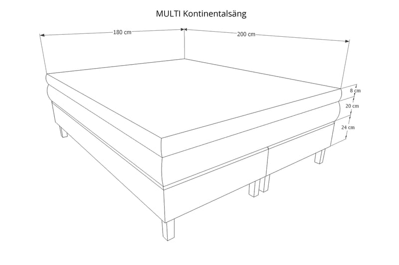 Mei Kontinentalseng 180x200 - Lysegrå - Møbler - Senger - Kontinentalsenger