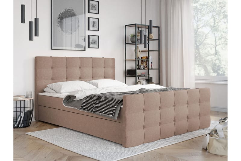 Milano Kontinentalseng 160x210 cm - Rosa|Beige - Møbler - Senger - Kontinentalsenger