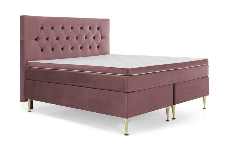 Royal Velvet Komplett Sengepakke 160x200 cm - Rosa Fløyel/Høye Gullben - Møbler - Senger - Komplett sengepakke