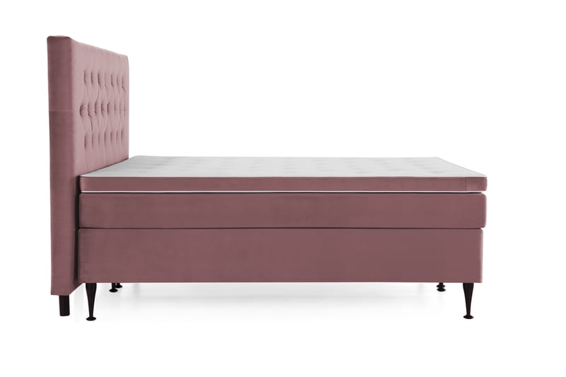 Royal Velvet Komplett Sengepakke 160x200 cm - Rosa Fløyel/Høye Svarte Ben - Møbler - Senger - Komplett sengepakke