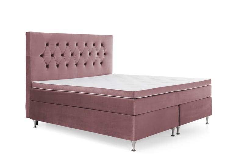 Royal Velvet Komplett Sengepakke 160x200 cm - Rosa Fløyel/Lave Sølvben - Møbler - Senger - Komplett sengepakke