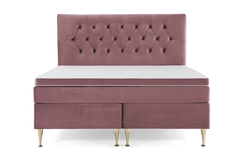 Royal Velvet Komplett Sengepakke 180x200 cm - Rosa Fløyel/Høye Gullben - Møbler - Senger - Komplett sengepakke