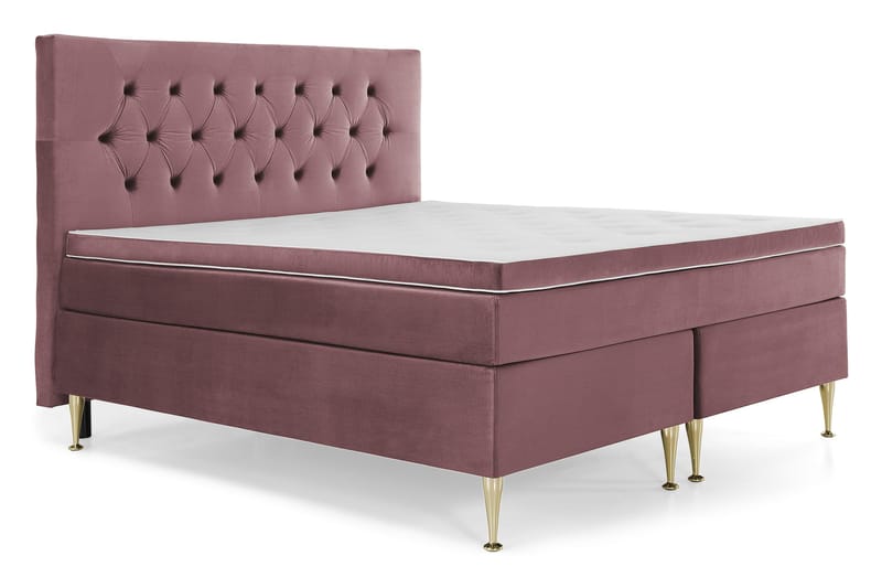 Royal Velvet Komplett Sengepakke 180x200 cm - Rosa Fløyel/Høye Gullben - Møbler - Senger - Komplett sengepakke