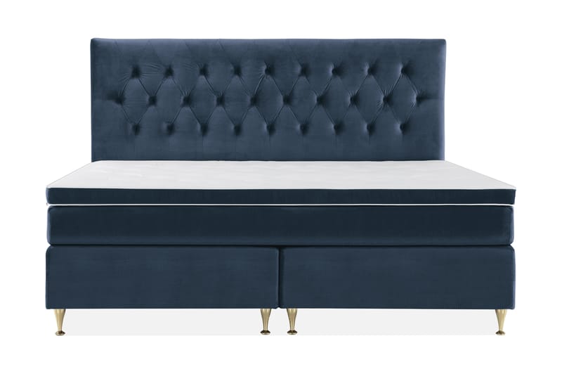 Royal Velvet Komplett Sengepakke 210x210 cm - Mørkeblå Fløyel/Lave Gullben - Møbler - Senger - Komplett sengepakke