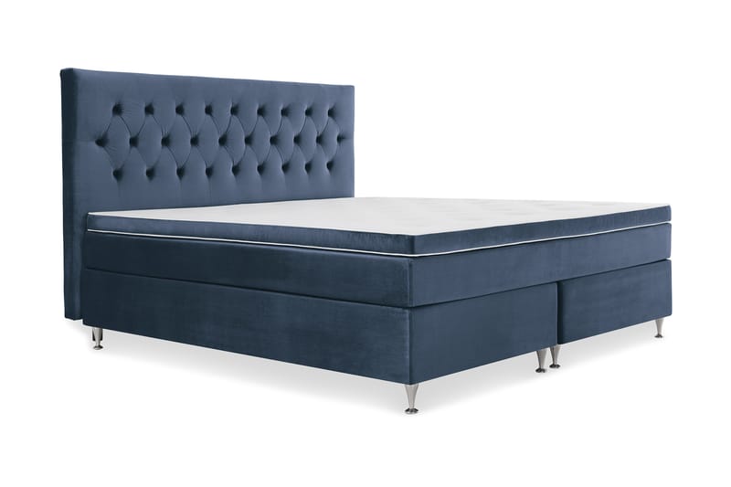 Royal Velvet Komplett Sengepakke 210x210 cm - Mørkeblå Fløyel/Lave Sølvben - Møbler - Senger - Komplett sengepakke