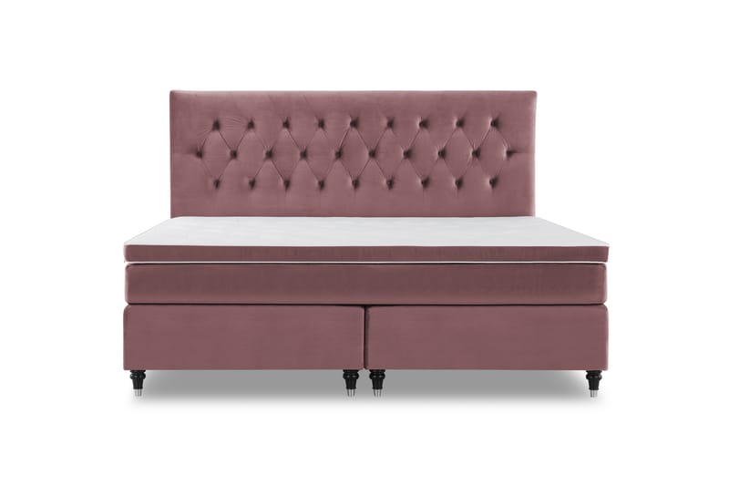 Royal Velvet Komplett Sengepakke 210x210 cm - Rosa Fløyel/Dreide Ben - Møbler - Senger - Komplett sengepakke