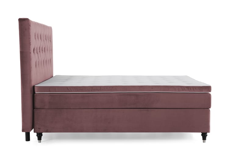 Royal Velvet Komplett Sengepakke 210x210 cm - Rosa Fløyel/Dreide Ben - Møbler - Senger - Komplett sengepakke