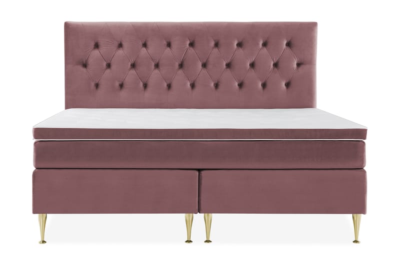 Royal Velvet Komplett Sengepakke 210x210 cm - Rosa Fløyel/Høye Gullben - Møbler - Senger - Komplett sengepakke