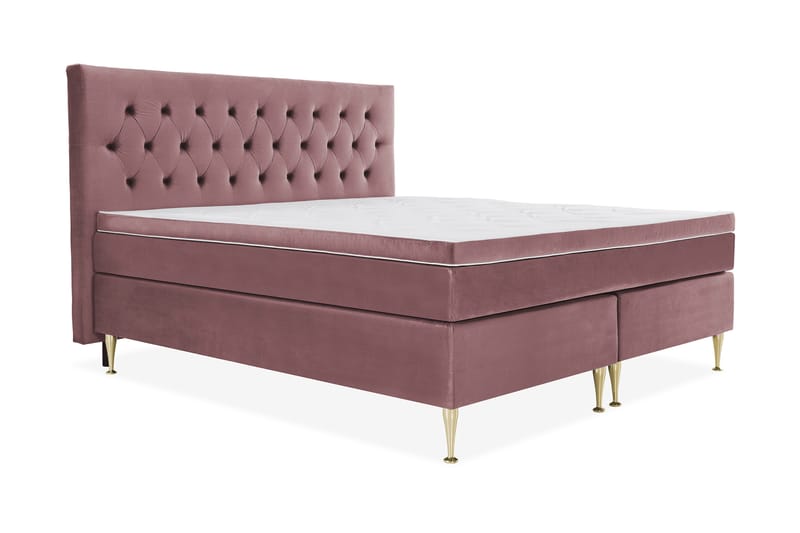 Royal Velvet Komplett Sengepakke 210x210 cm - Rosa Fløyel/Høye Gullben - Møbler - Senger - Komplett sengepakke