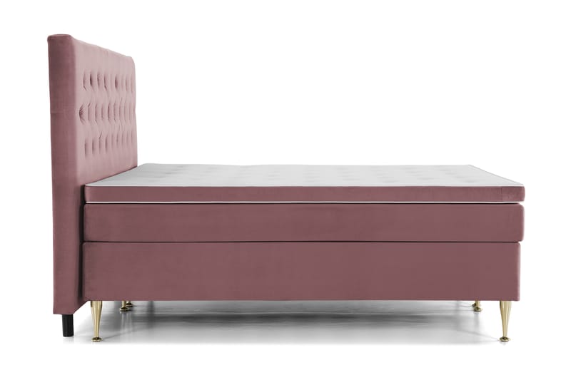 Royal Velvet Komplett Sengepakke 210x210 cm - Rosa Fløyel/Høye Gullben - Møbler - Senger - Komplett sengepakke