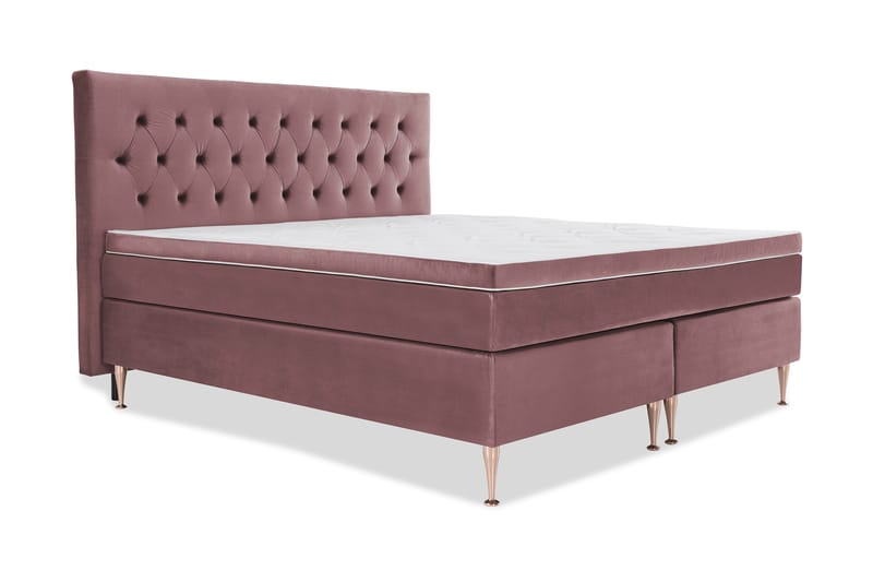 Royal Velvet Komplett Sengepakke 210x210 cm - Rosa Fløyel/Høye Rosében - Møbler - Senger - Komplett sengepakke