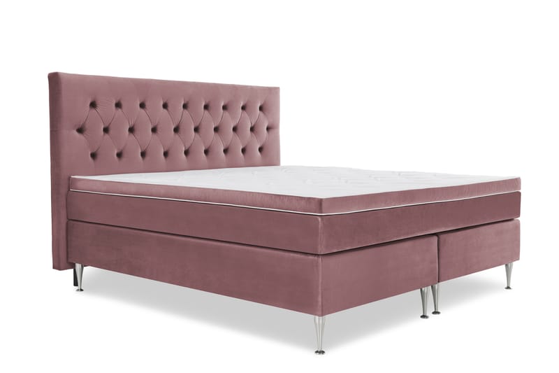 Royal Velvet Komplett Sengepakke 210x210 cm - Rosa Fløyel/Høye Sølvben - Møbler - Senger - Komplett sengepakke