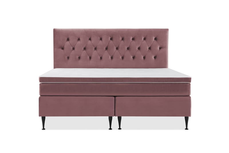 Royal Velvet Komplett Sengepakke 210x210 cm - Rosa Fløyel/Høye Svarte Ben - Møbler - Senger - Komplett sengepakke