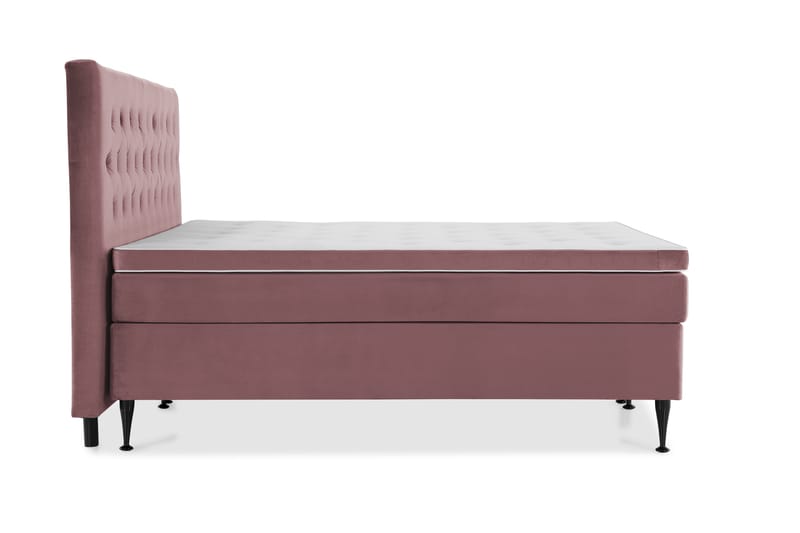 Royal Velvet Komplett Sengepakke 210x210 cm - Rosa Fløyel/Høye Svarte Ben - Møbler - Senger - Komplett sengepakke