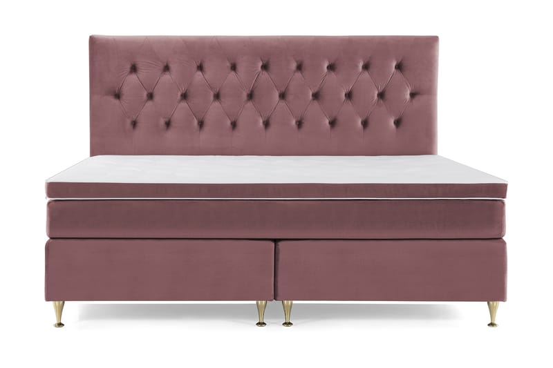 Royal Velvet Komplett Sengepakke 210x210 cm - Rosa Fløyel/Lave Gullben - Møbler - Senger - Komplett sengepakke