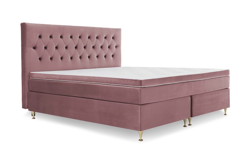 Royal Velvet Komplett Sengepakke 210x210 cm - Rosa Fløyel/Lave Gullben - Møbler - Senger - Komplett sengepakke