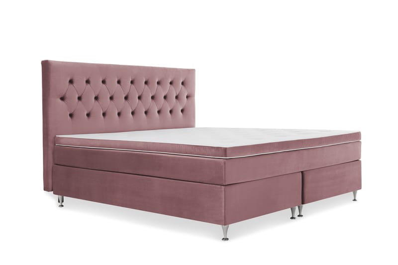 Royal Velvet Komplett Sengepakke 210x210 cm - Rosa Fløyel/Lave Sølvben - Møbler - Senger - Komplett sengepakke