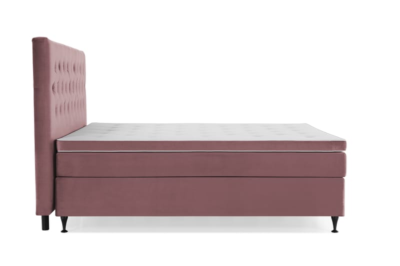 Royal Velvet Komplett Sengepakke 210x210 cm - Rosa Fløyel/Lave Svarte Ben - Møbler - Senger - Komplett sengepakke