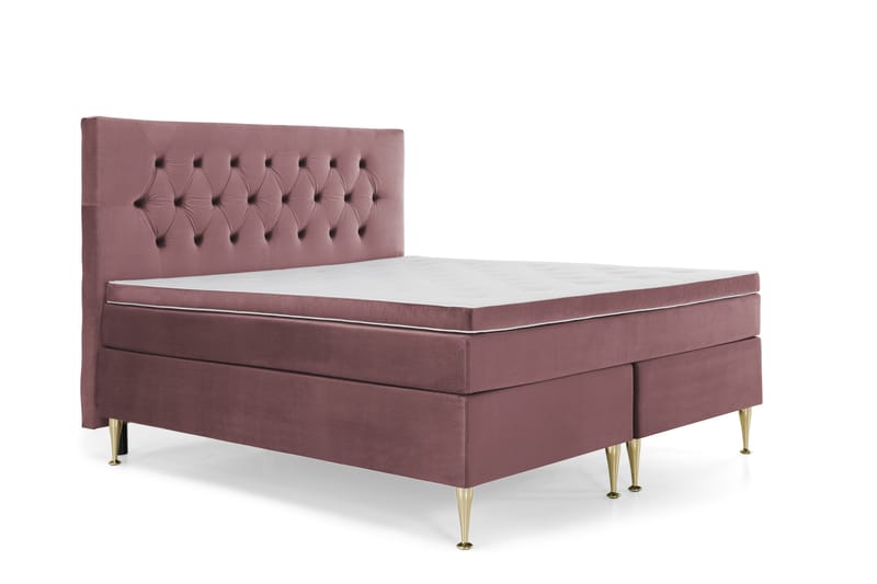 Royal Velvet Kontinentalseng 160x200 cm - Rosa Fløyel/Høye Gullben - Møbler - Senger - Komplett sengepakke