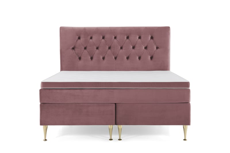 Royal Velvet Kontinentalseng 160x200 cm - Rosa Fløyel/Høye Gullben - Møbler - Senger - Komplett sengepakke