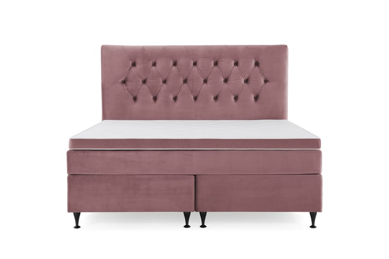 Royal Velvet Kontinentalseng 160x200 cm - Rosa Fløyel/Lave Svarte Ben - Møbler - Senger - Komplett sengepakke