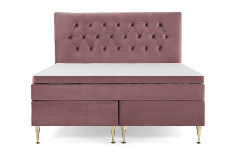 Royal Velvet Kontinentalseng 180x200 cm - Rosa Fløyel/Høye Gullben - Møbler - Senger - Komplett sengepakke