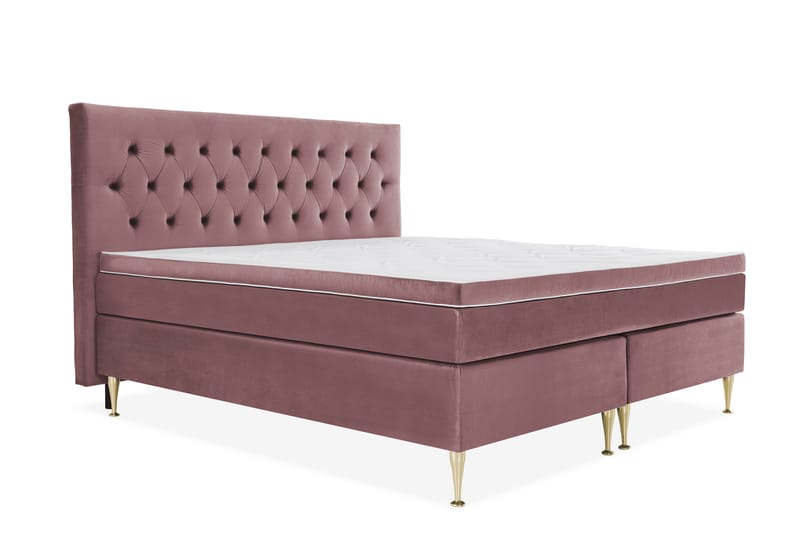 Royal Velvet Kontinentalseng 210x210 cm - Rosa Fløyel/Høye Gullben - Møbler - Senger - Komplett sengepakke