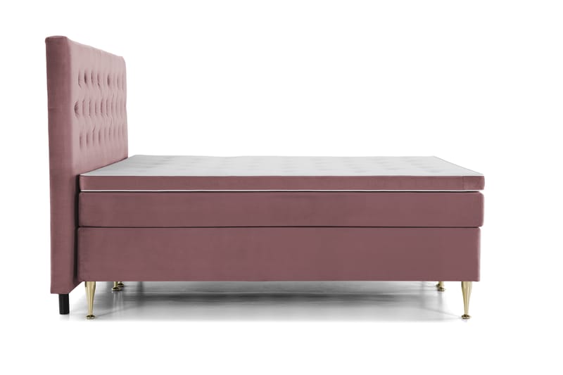 Royal Velvet Kontinentalseng 210x210 cm - Rosa Fløyel/Høye Gullben - Møbler - Senger - Komplett sengepakke