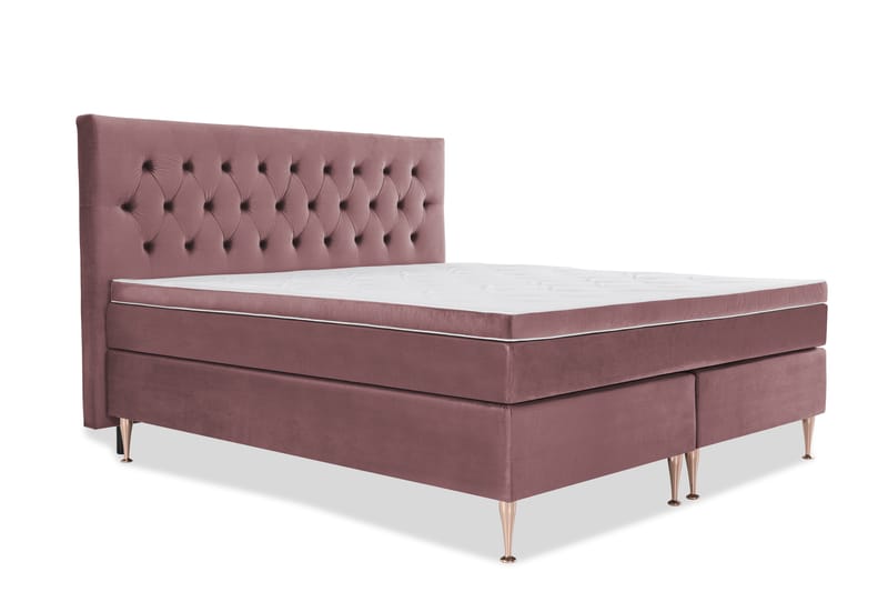 Royal Velvet Kontinentalseng 210x210 cm - Rosa Fløyel/Høye Rosében - Møbler - Senger - Komplett sengepakke