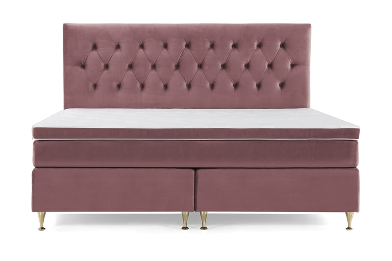 Royal Velvet Kontinentalseng 210x210 cm - Rosa Fløyel/Lave Gullben - Møbler - Senger - Komplett sengepakke