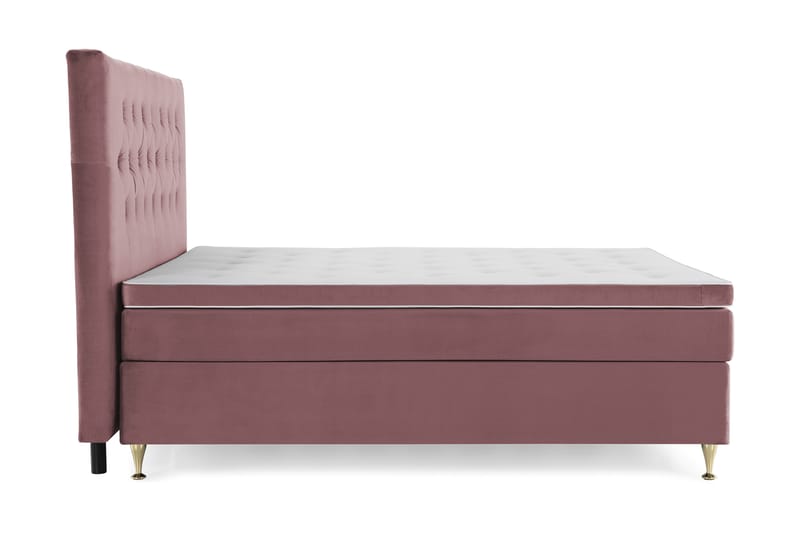 Royal Velvet Kontinentalseng 210x210 cm - Rosa Fløyel/Lave Gullben - Møbler - Senger - Komplett sengepakke