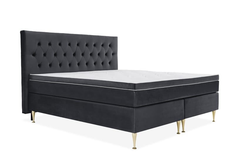 Royal Velvet Kontinentalseng 210x210 cm - Svart Fløyel/Høye Gullben - Møbler - Senger - Komplett sengepakke