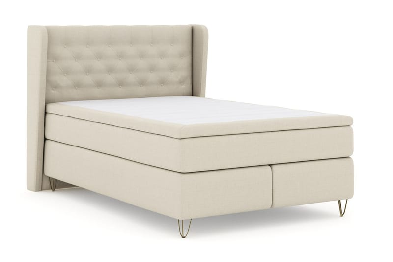 Select No 4 Komplett Sengepakke 140x200 Fast/Medium - Beige/V-formede Metallben - Møbler - Senger - Komplett sengepakke