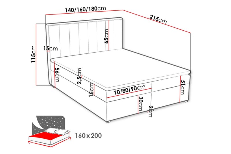 Valasco Kontinentalseng 160x200 cm - Blå - Møbler - Senger - Kontinentalsenger