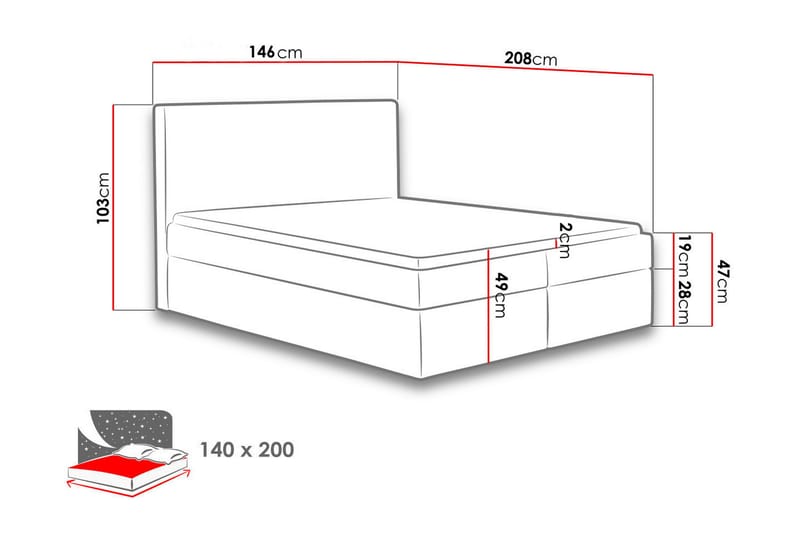 Laargard / Cosmo Sengpakke Kontinentalseng 140x200 cm - Blå - Møbler - Senger - Komplett sengepakke