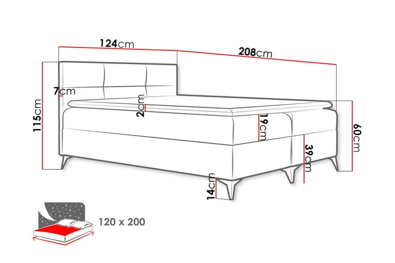 Leckersbo Sengpakke Kontinentalseng 120x200 cm - Svart - Møbler - Senger - Komplett sengepakke