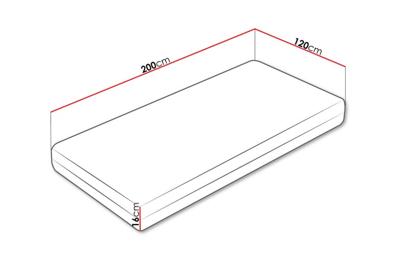 Fynlee Skummadrass 120x200 cm - Hvit - Møbler - Senger - Madrasser - Skummadrass