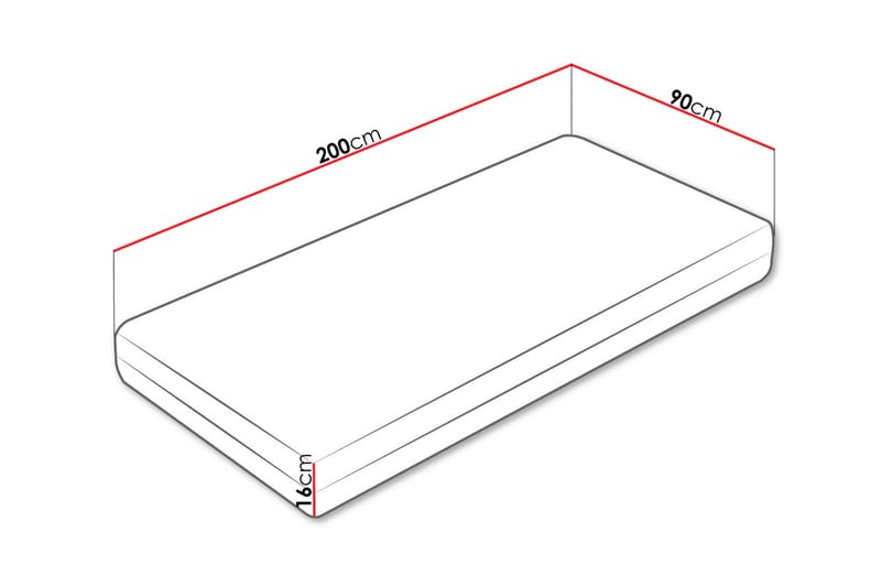 Fynlee Skummadrass 90x200 cm - Hvit - Møbler - Senger - Madrasser - Skummadrass