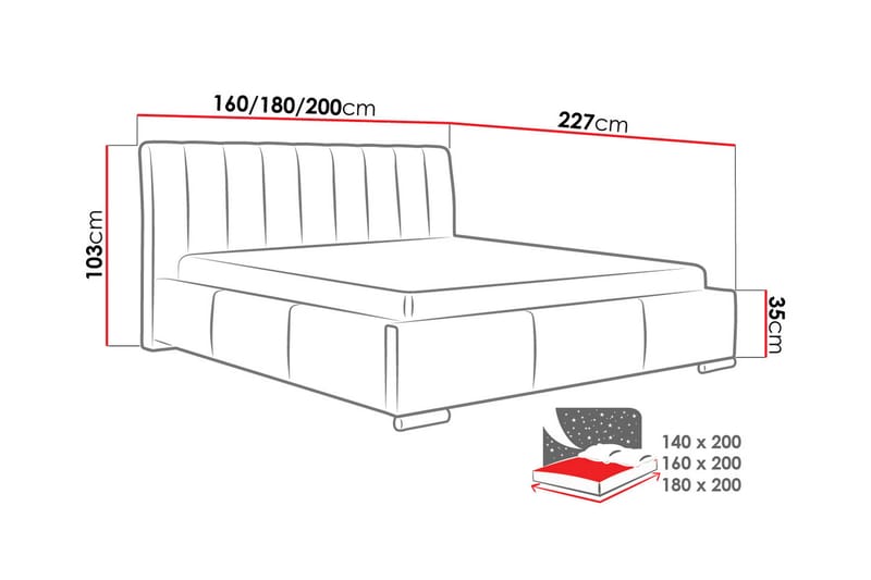 Milano Sengeramme 180x200 cm - Svart - Møbler - Senger - Sengeramme & sengestamme